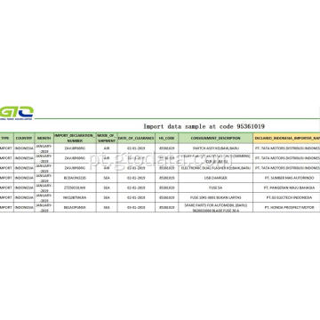 Importação de dados de importação no código 95361019